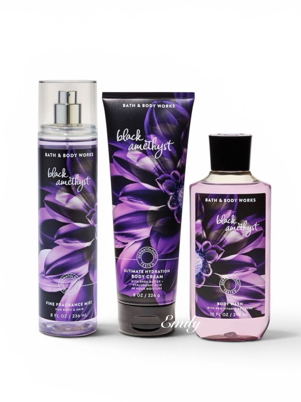 Bath & Body Works BLACK AMETHYST 3 Piece Body Care Collection Set Bundle